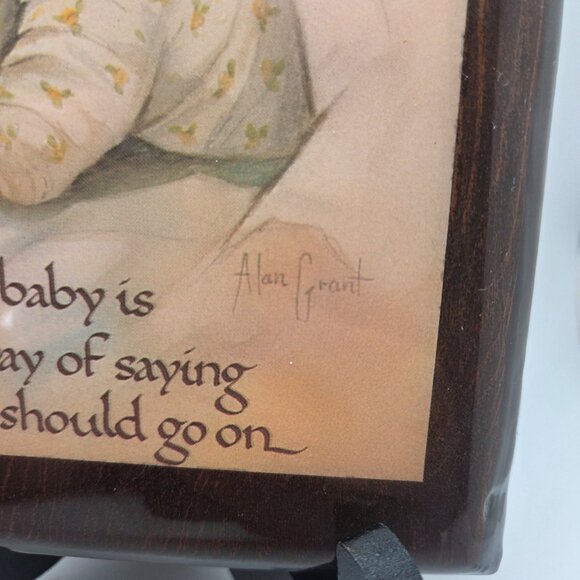 Vintage Alan Grant 1984 Wood Wall Nursery Decor Plaque MCM Decoupage Baby Quote - Picture 3 of 8